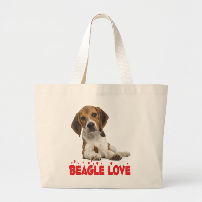 Cute Beagle Lover Gift Puppy Dog  Large Tote Bag (Front)