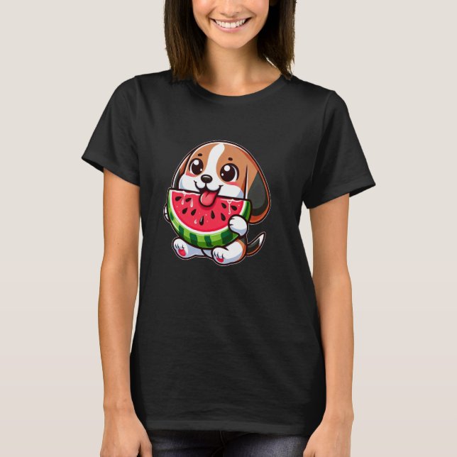 Cute Beagle Melon Dog Watermelon T-Shirt (Front)