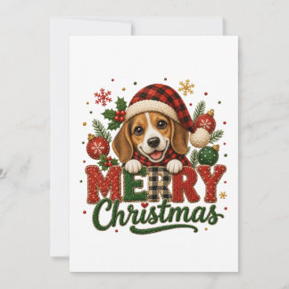 Cute Beagle Merry Christmas Announcement