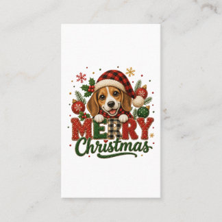Cute Beagle Merry Christmas Calling Card
