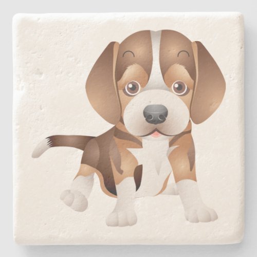 Cute Beagle Mom Dog Lover Puppy Dad Cartoon Pup Stone Coaster