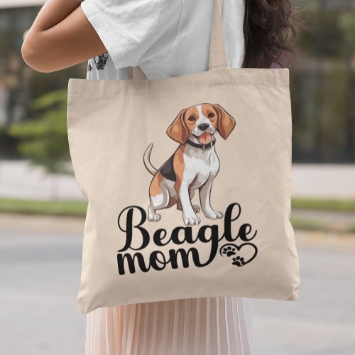 Cute Beagle Mom Gift Funny Cartoon Puppy Dog Lover Tote Bag