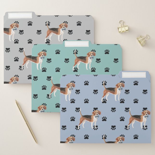 Cute Beagle Paw Prints Pattern File Folder (Set)
