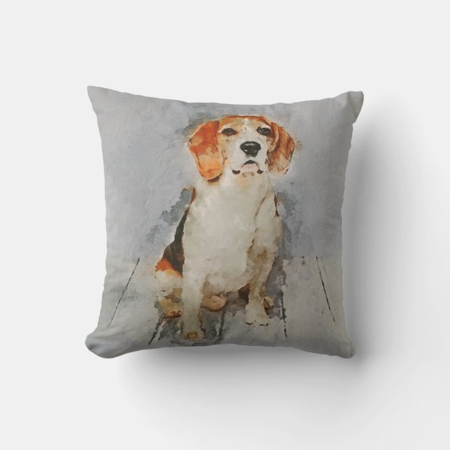 Cute Beagle Portrait Throw Pillow (Front)