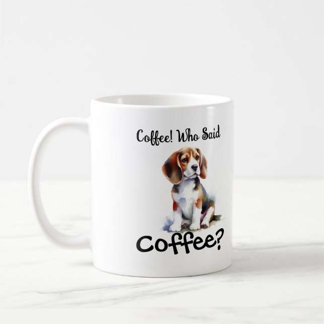 Cute '' Beagle Pup  Brown personaize Coffee Mug (Left)
