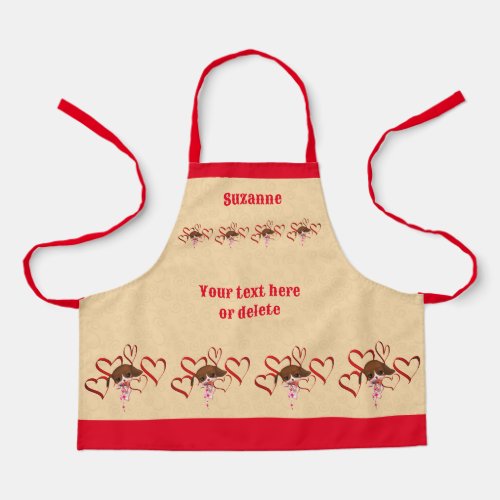 Cute Beagle Puppy And Hearts Personalized Apron