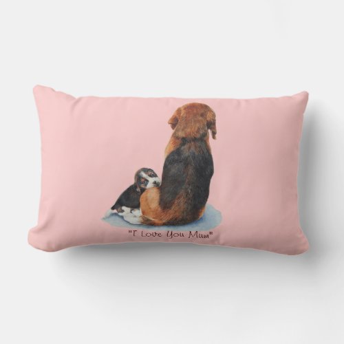 Cute beagle puppy cuddling mon dog lumbar pillow