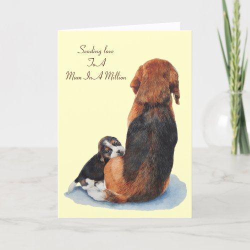 cute beagle puppy dog versed mom greeting card