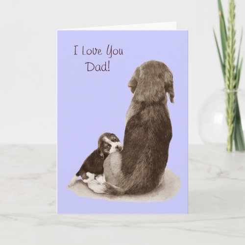 Cute beagle puppy dog with verse for dad card