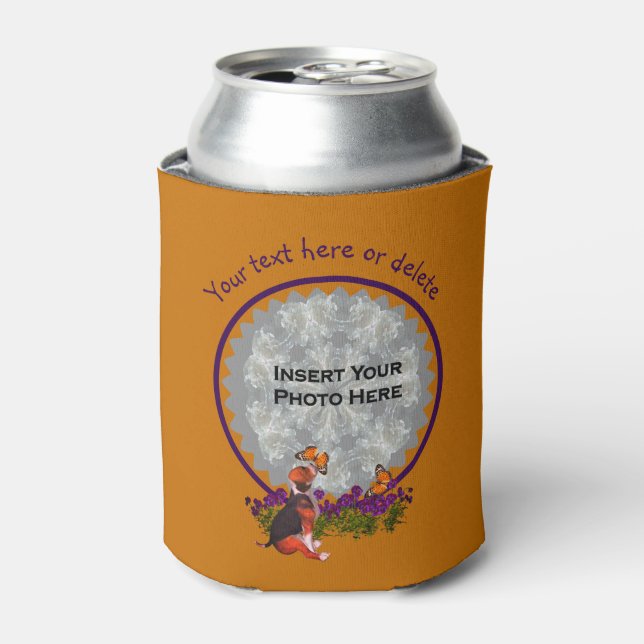 Cute Beagle Puppy Personalized Photo  Can Cooler (Can Front)