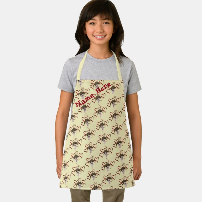 Cute Beagle Puppy Red Hearts Personalized Apron (Insitu)