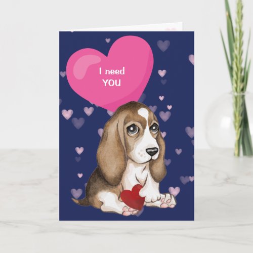 Cute Beagle Puppy Valentine Holiday Card