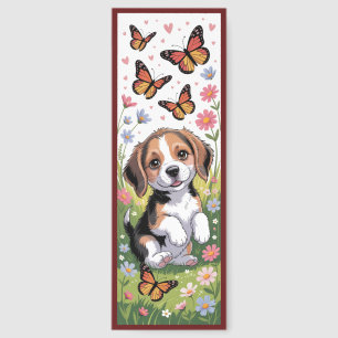 Cute Beagle Puppy With Butterflies Bookmarks