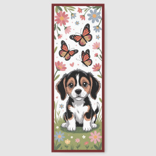 Cute Beagle Puppy With Butterflies Bookmarks