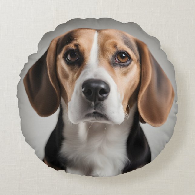 Cute Beagle Round Pillow (Front)