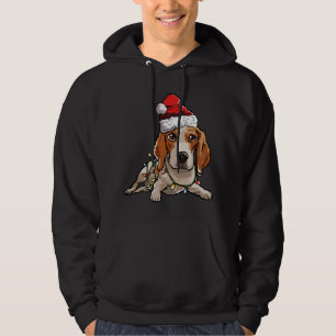 Cute Beagle Santa Christmas Tree Lights Xmas Hoodie