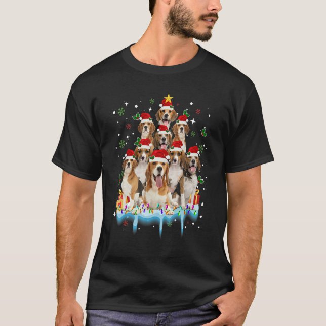 Cute Beagle Santa Dog  Merry Christmas Xmas T-Shirt (Front)