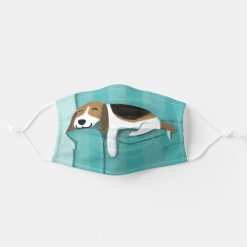 Cute Beagle Sleeping on Couch  Fun Dog Lovers Adult Cloth Face Mask