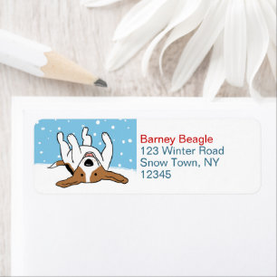 Cute Beagle Snow Dog Holiday Return Address Label