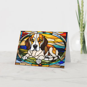 Cute Beagle Stained Glass Card