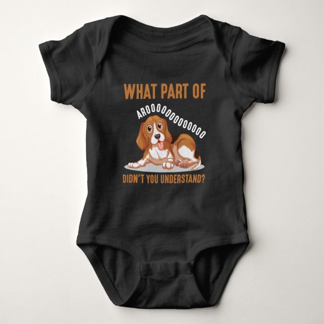 Cute Beagle Stubborn Puppy Beagle Dog Puppy Baby Bodysuit (Front)