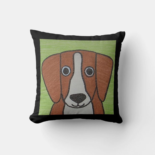 Cute Beagle Throw Pillow (Front)