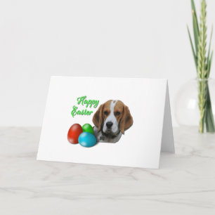 Cute Beagle Tri Colored Celebrating Happy Easter Card