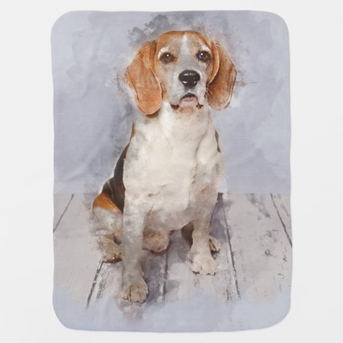 Cute Beagle Watercolor Portrait Swaddle Blanket