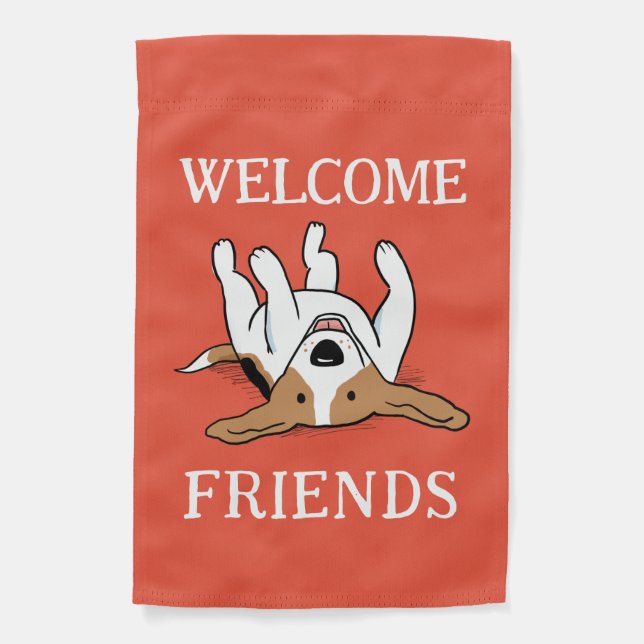 Cute Beagle Welcome Friends Garden Flag (Front)