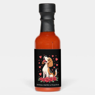 Cute Beagle with Red Roses Hearts Floral Valentine Hot Sauces