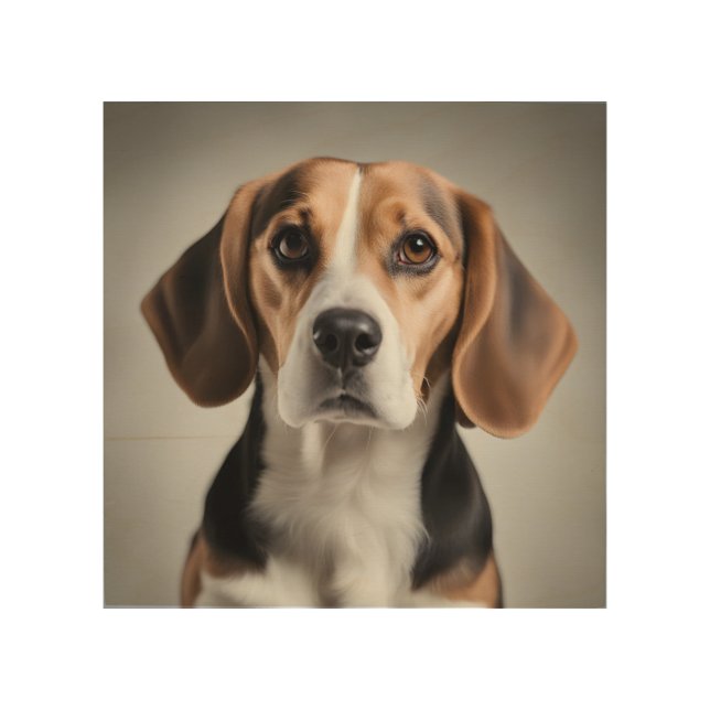 Cute Beagle Wood Wall Art (Front)