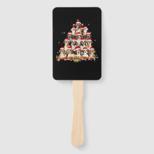 Cute Beagles Christmas Tree Dog Santa Xmas Tee Fun Hand Fan
