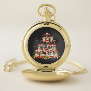 Cute Beagles Christmas Tree Dog Santa Xmas Tee Fun Pocket Watch