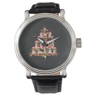 Cute Beagles Christmas Tree Dog Santa Xmas Tee Fun Watch