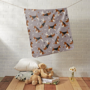 Cute Beagles Paws and Bones Gray Baby Blanket