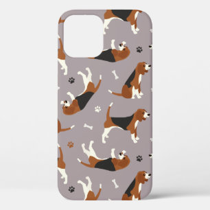 Cute Beagles Paws and Bones Gray iPhone 12 Pro Case