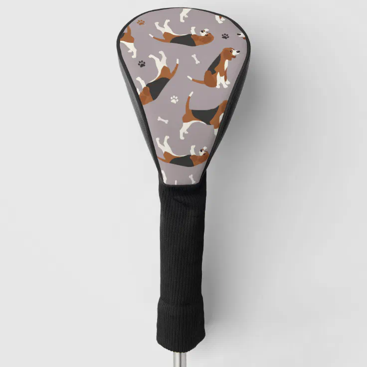Cute Beagles Paws and Bones Gray Golf Head Cover Zazzle