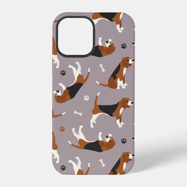Cute Beagles Paws and Bones Gray Iphone Case (Back)