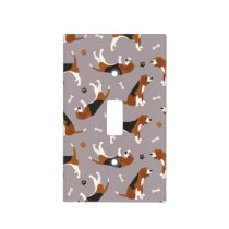 Cute Beagles Paws and Bones Gray Light Switch Cover