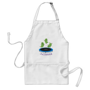 Cute beans jumping trampoline cartoon illustration adult apron