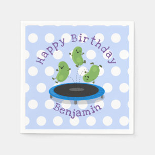 Cute beans jumping trampoline cartoon illustration napkins