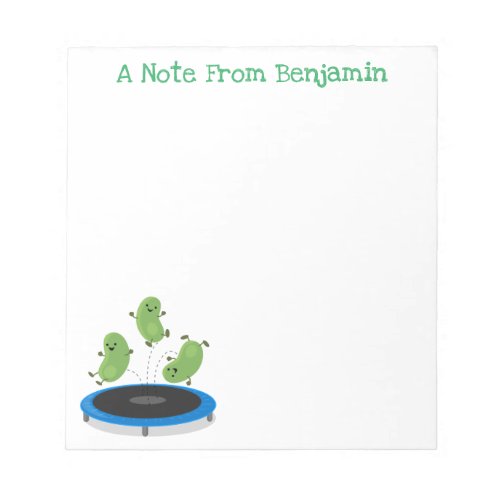 Cute beans jumping trampoline cartoon illustration notepad
