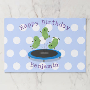 Cute beans jumping trampoline cartoon illustration paper pad