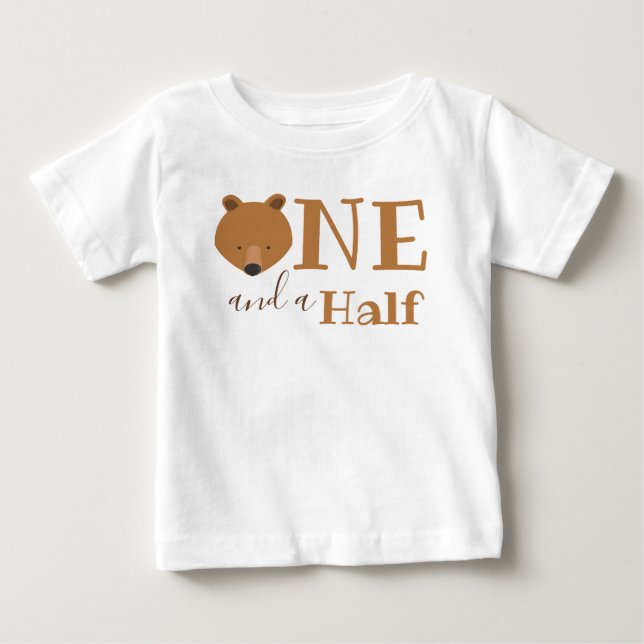 Cute Bear 18 Months One and a Half Birthday Baby T-Shirt (Front)