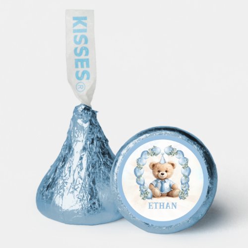 Cute Bear 1st Birthday Blue Favors Hersheys Kiss