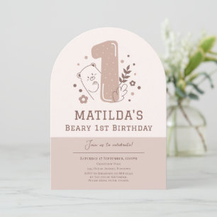 Cute Bear 1st Birthday invitation