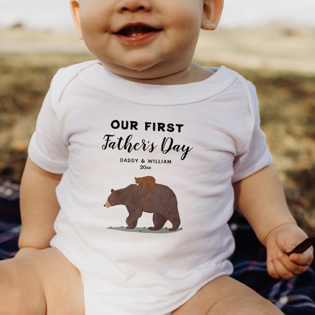 Cute Bear 1st Father's Day Personalized Baby Bodysuit (Creator Uploaded)