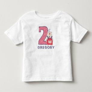 Cute bear 2nd birthday with name toddler T-Shirt