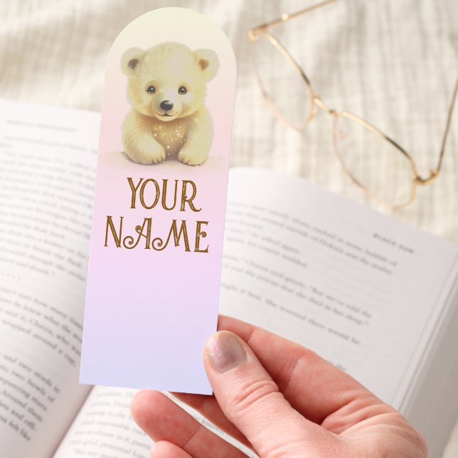 Cute Bear Add Your Name Bookmarks (Hand)