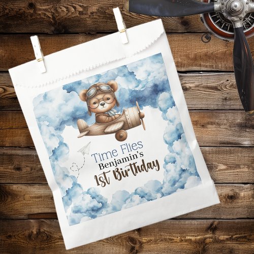 Cute Bear Airplane Boys 1st Birthday Favor Bag